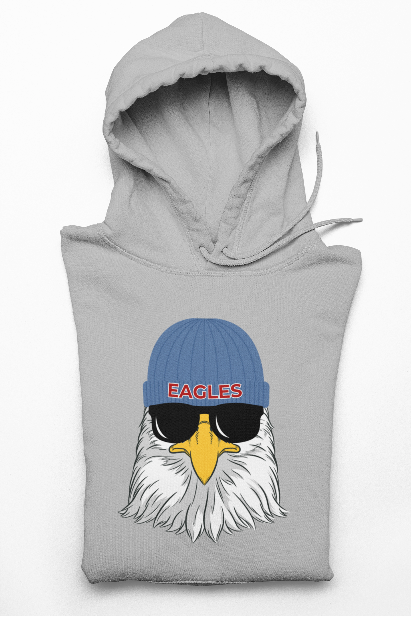 Eastwood Eagles Gray Hoodie with Beanie Design – DTF Printed – Show Your Eagle Pride